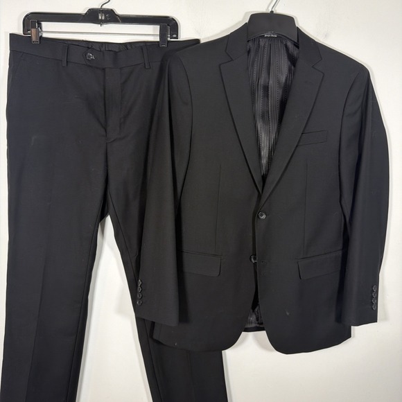 Giorgio Fiorelli Black 2 pc Suit Blazer Slim Fit Jacket 40 Pant 34 x 30 Formal